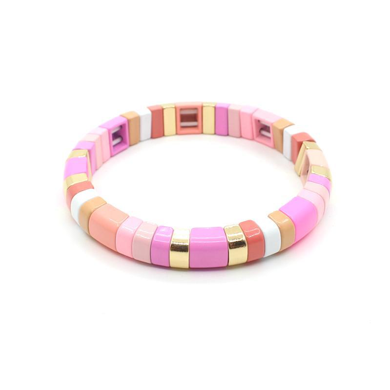 Hot sale enamel rainbow bracelet geometric semicircle beaded bracelet