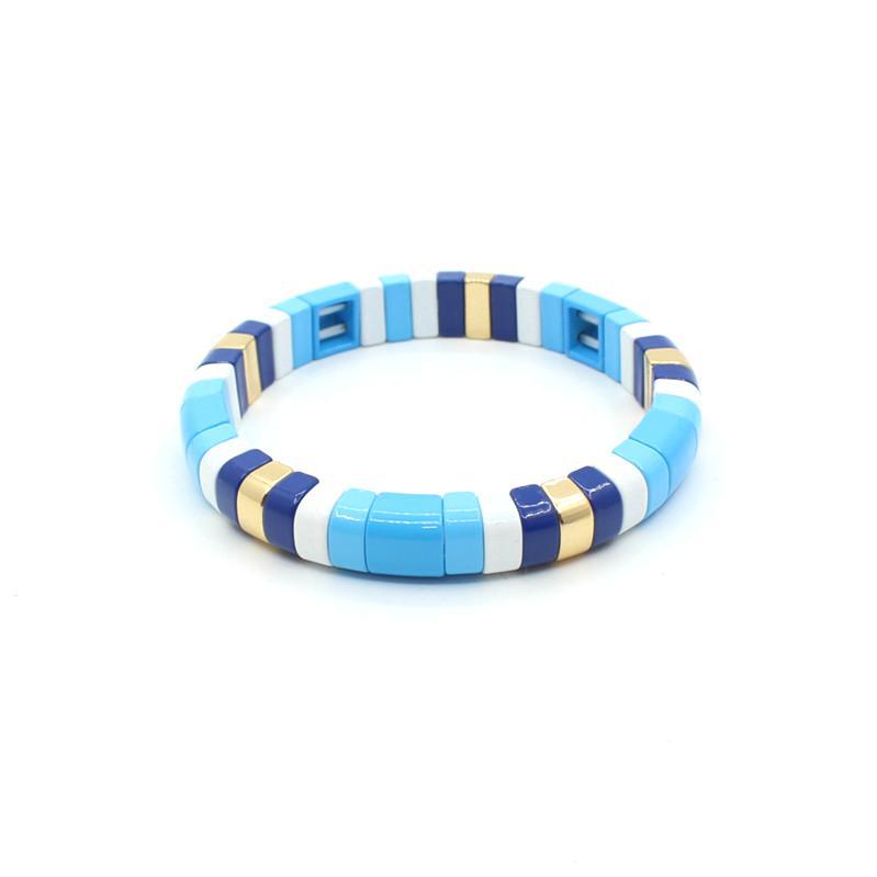 Hot sale enamel rainbow bracelet geometric semicircle beaded bracelet