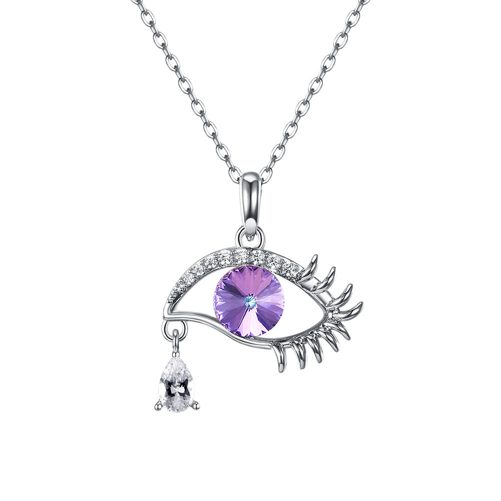 Austria Crystal Necklace Female 925 Sterling Silver Devil Eye Pendant