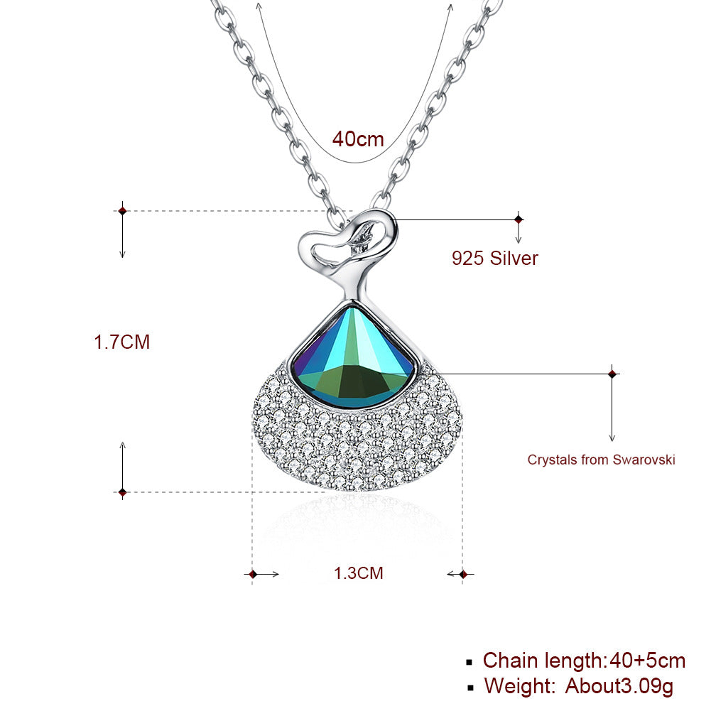 Austrian crystal necklace women's hot sale S925 sterling silver shell pendant