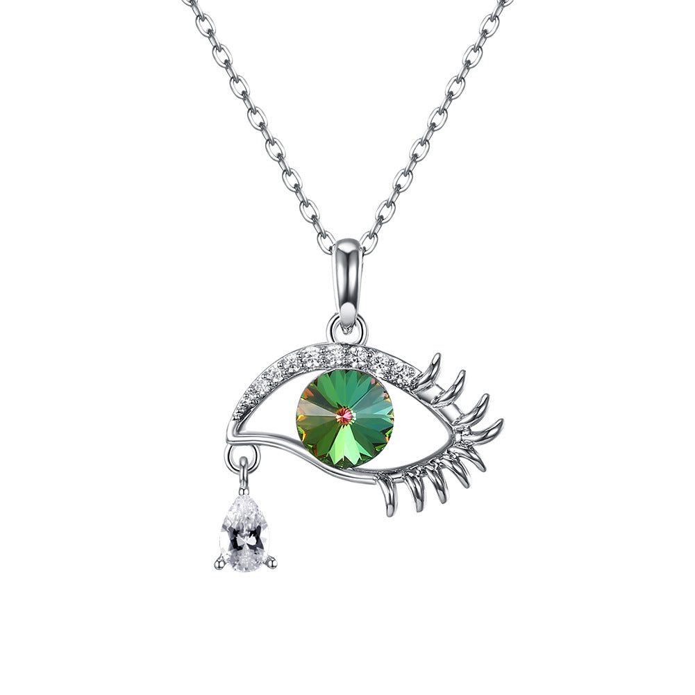 Austria Crystal Necklace Female 925 Sterling Silver Devil Eye Pendant