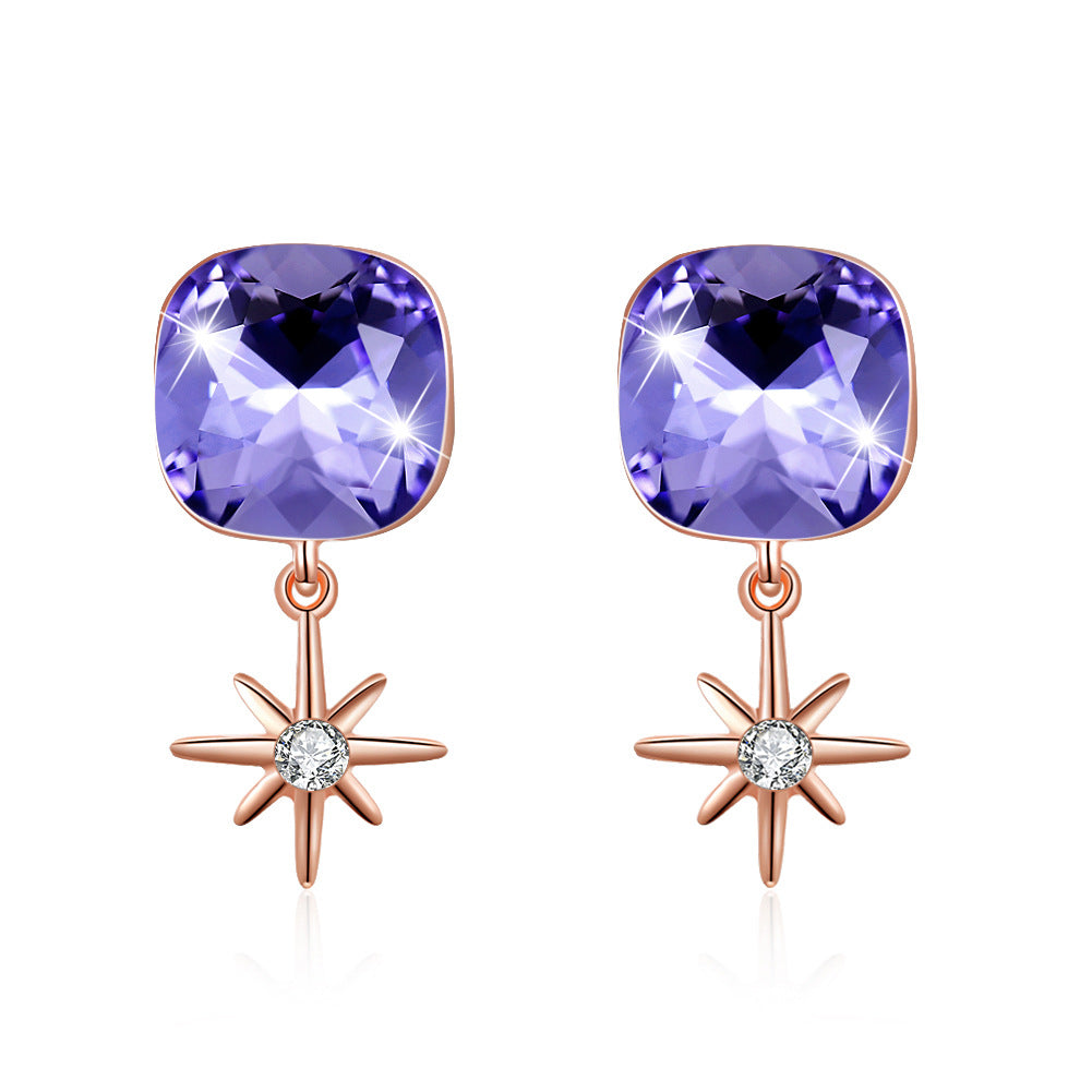 Austrian crystal luxury s925 sterling silver star earrings