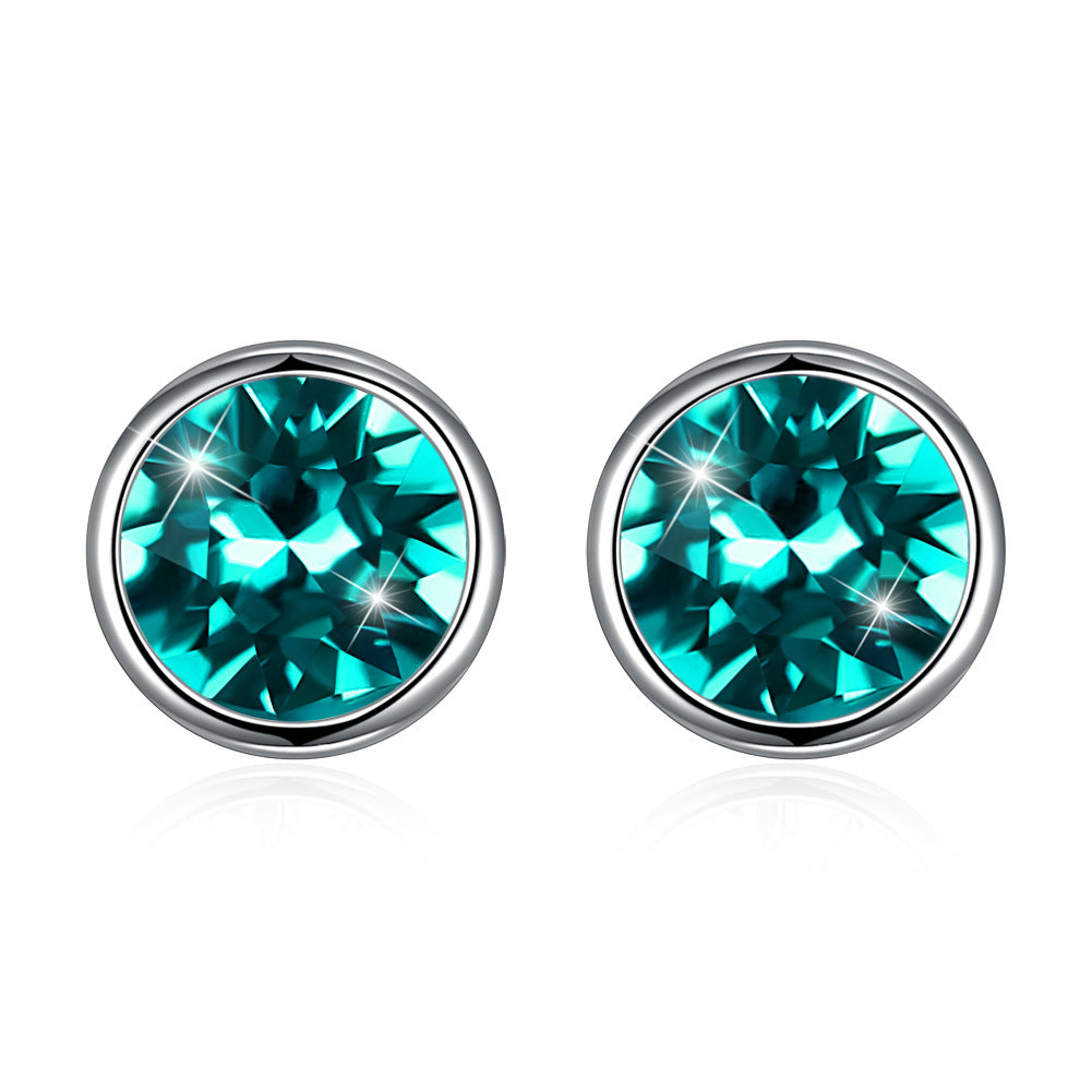 Original Austrian elements crystal earrings for women , 925 sterling silver earrings