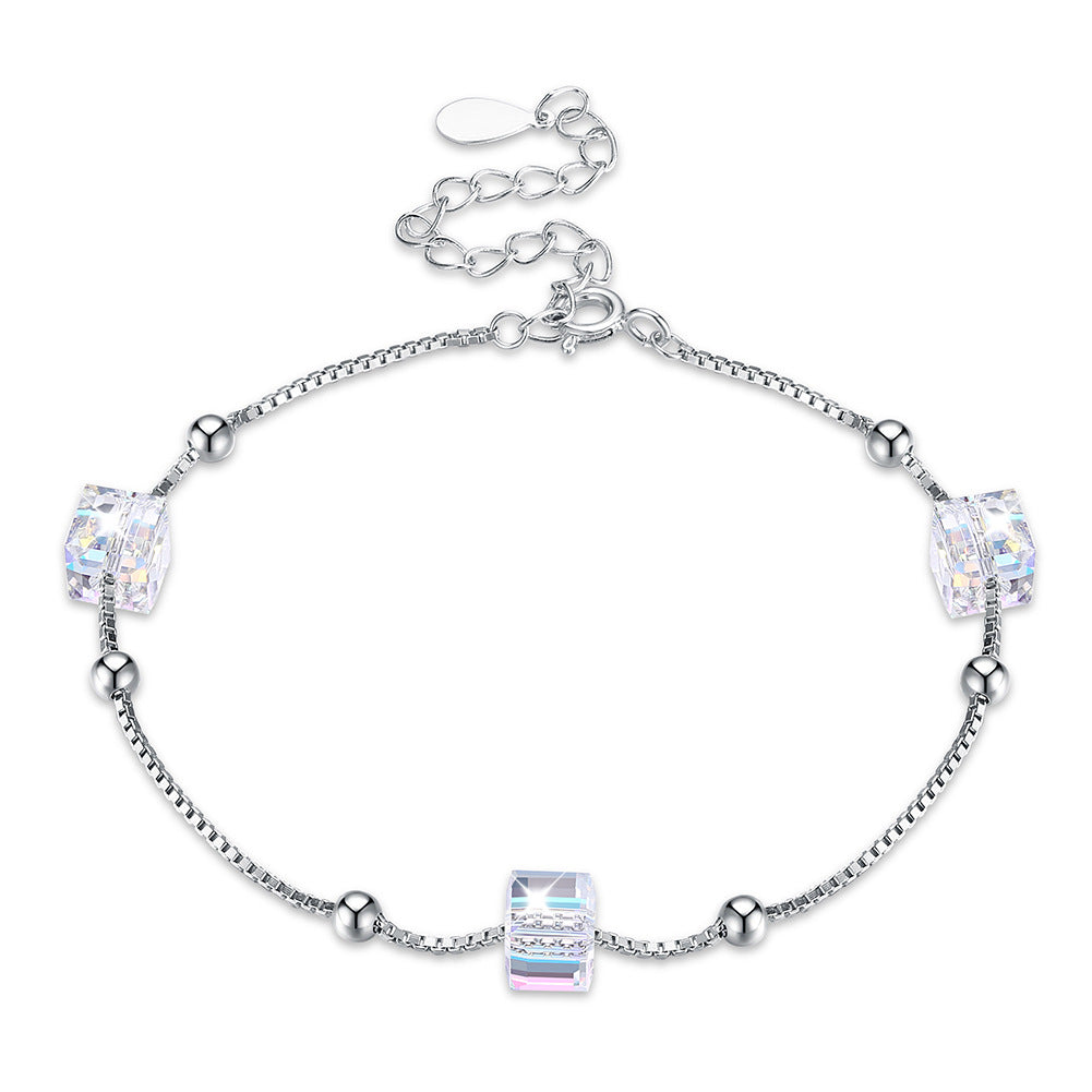 Crystal cube bracelet from Austria with a statement design 925 sterling silver bracelet