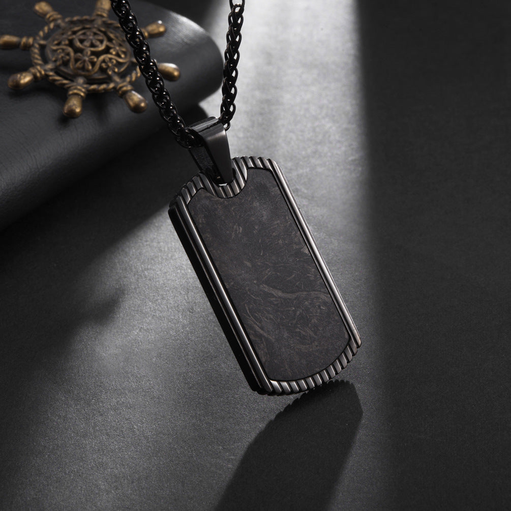 Men's carbon fiber pendant vintage hipster necklace birthday stainless steel talisman pendant