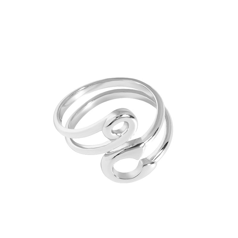 double layer pin twisted S925 sterling silver female fashion open ring