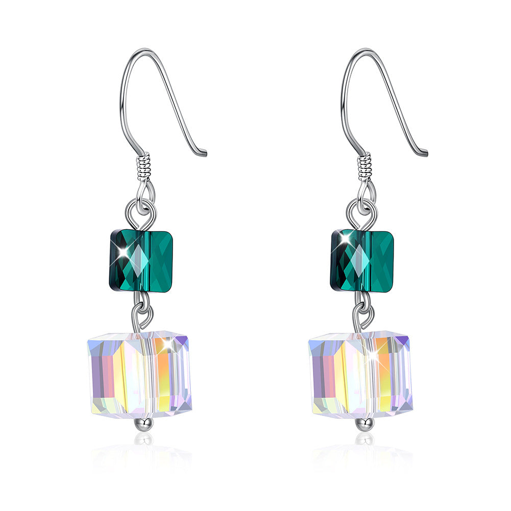 Crystal earrings from Austria, women's fashion sterling silver 925 long crystal earrings