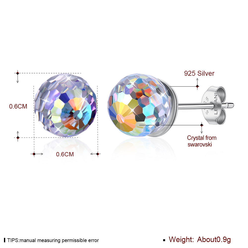 Austrian crystal s925 silver earrings, women's small fresh and fashionable studs