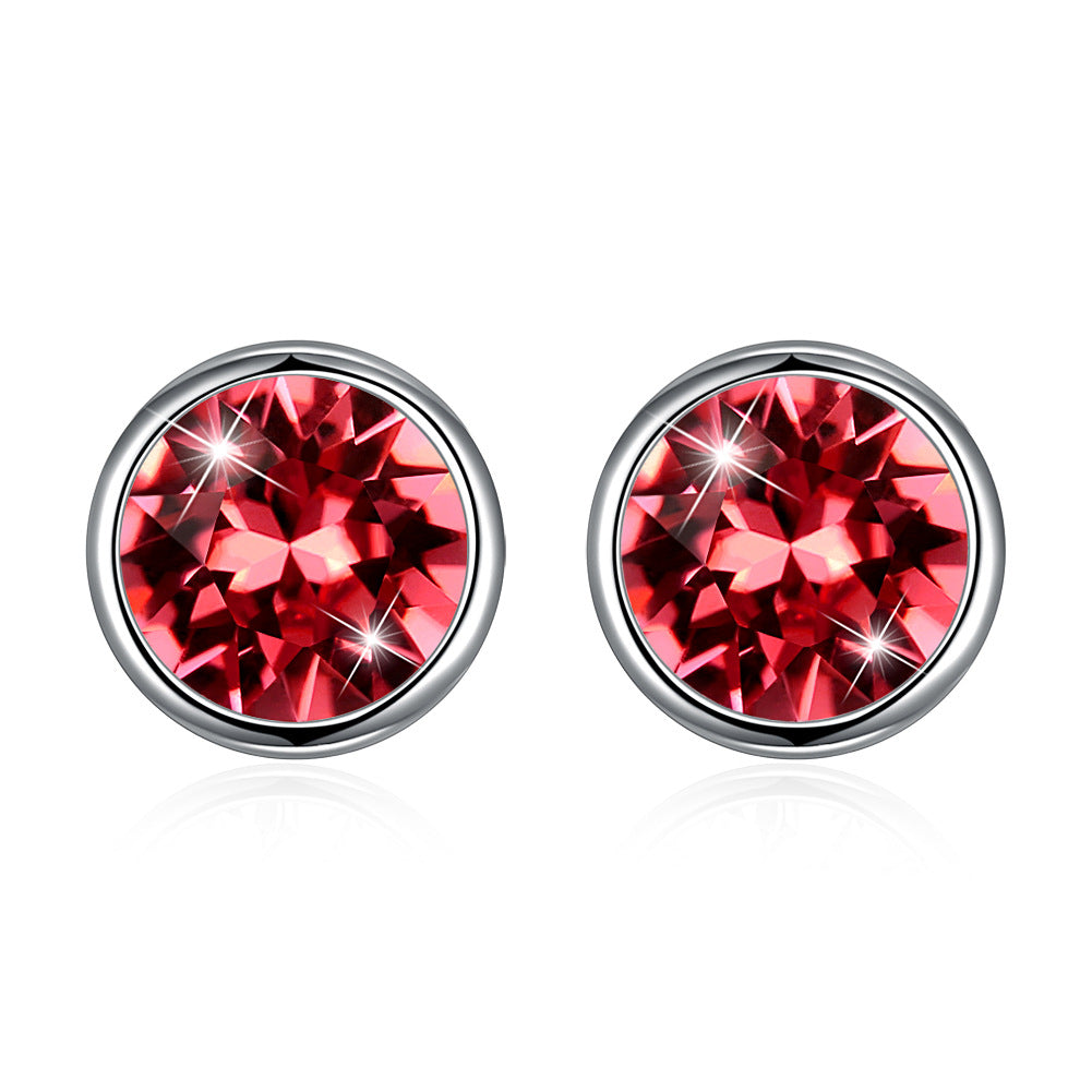 Original Austrian elements crystal earrings for women , 925 sterling silver earrings