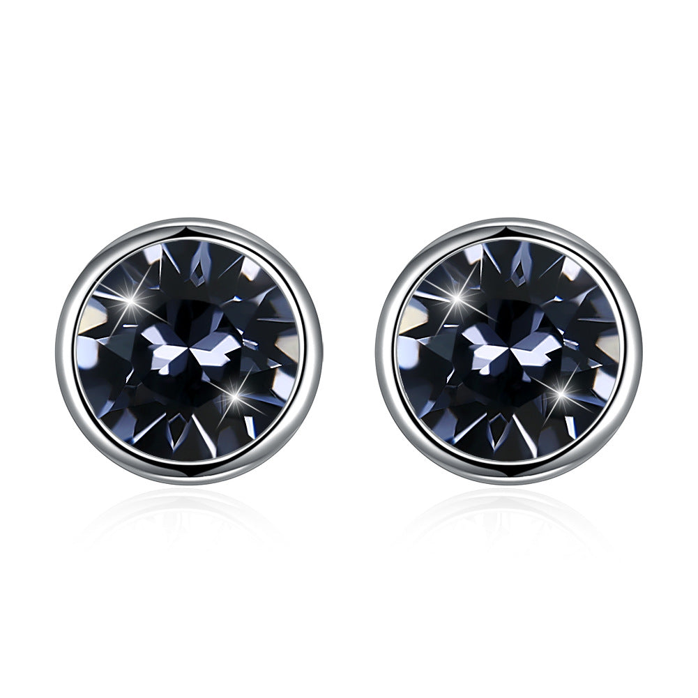 Original Austrian elements crystal earrings for women , 925 sterling silver earrings