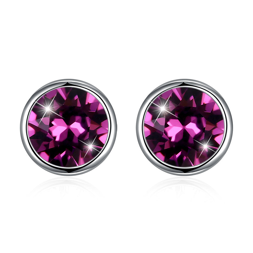 Original Austrian elements crystal earrings for women , 925 sterling silver earrings