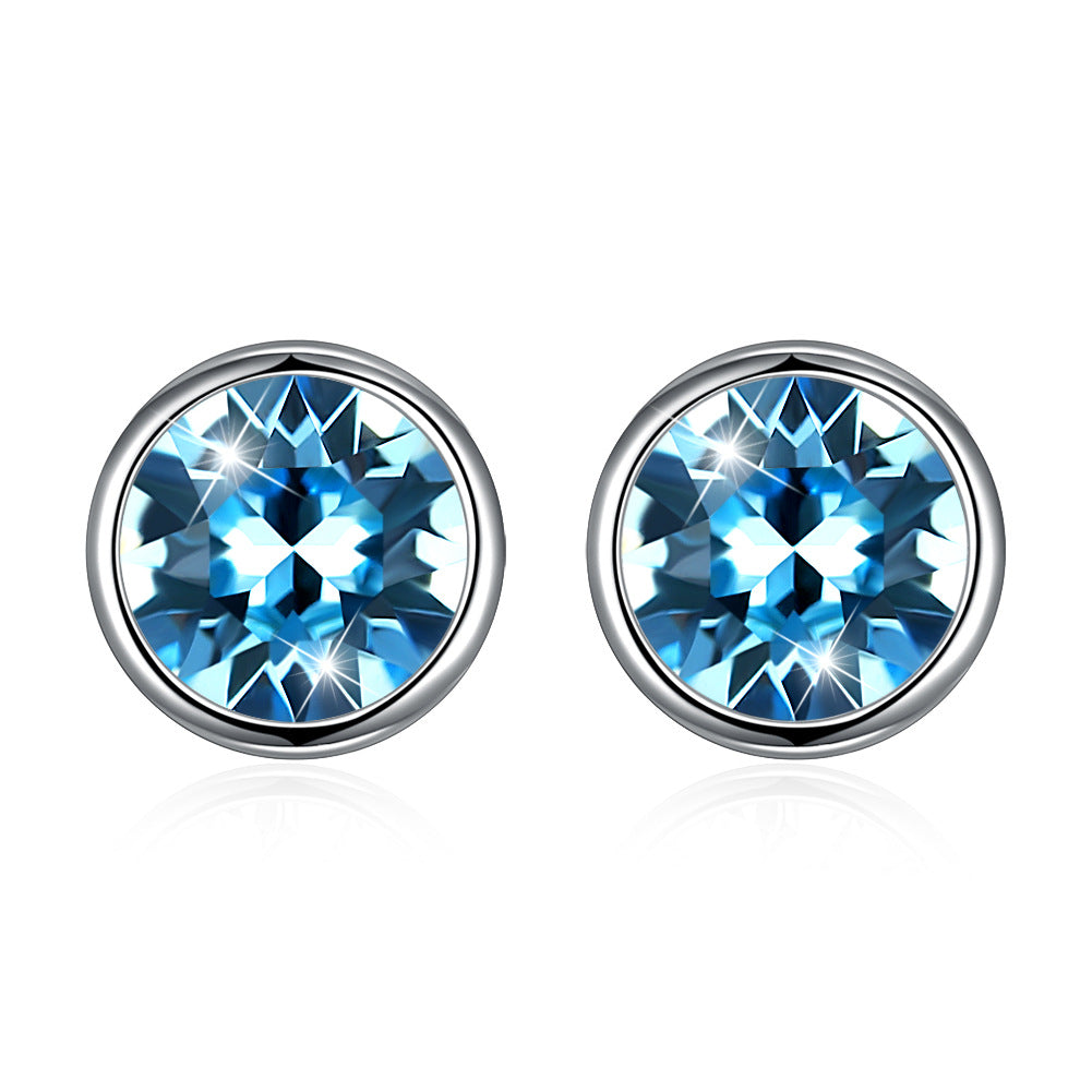 Original Austrian elements crystal earrings for women , 925 sterling silver earrings