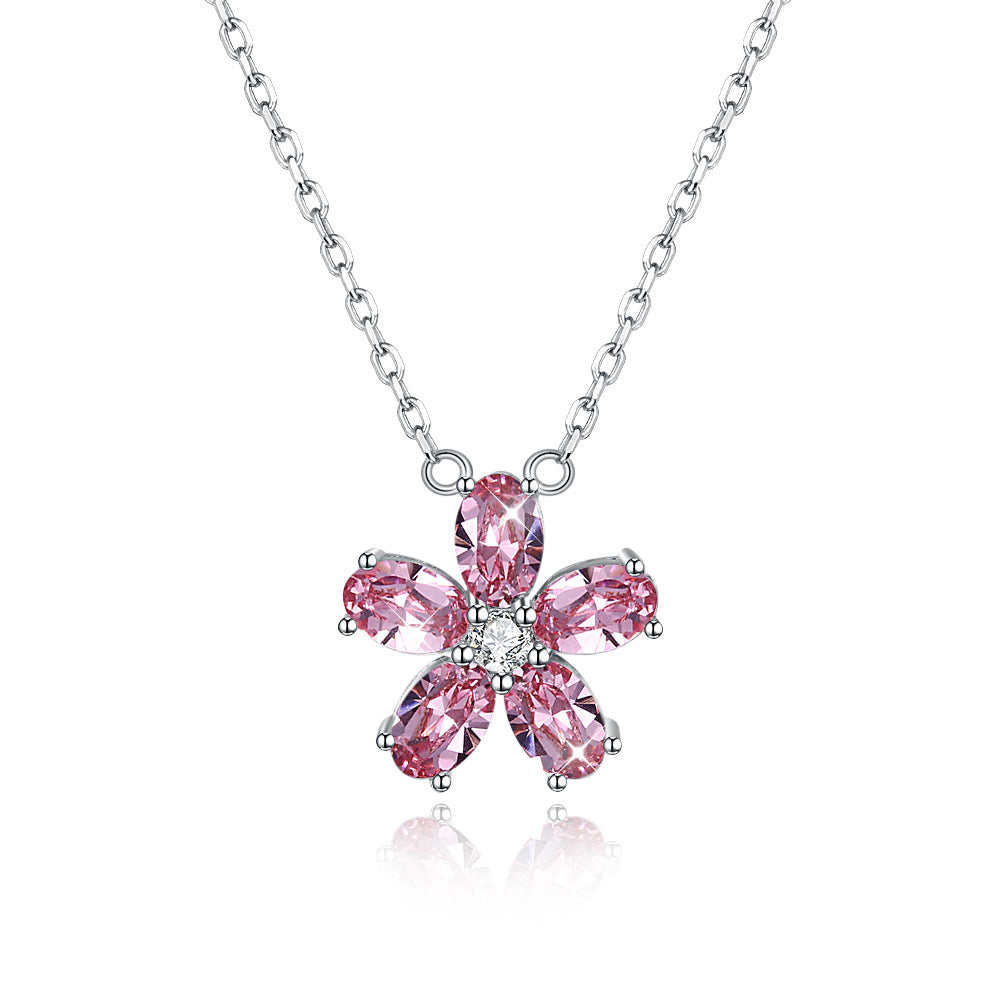 Hot sale Austrian crystal necklace women's s925 sterling silver flower necklace