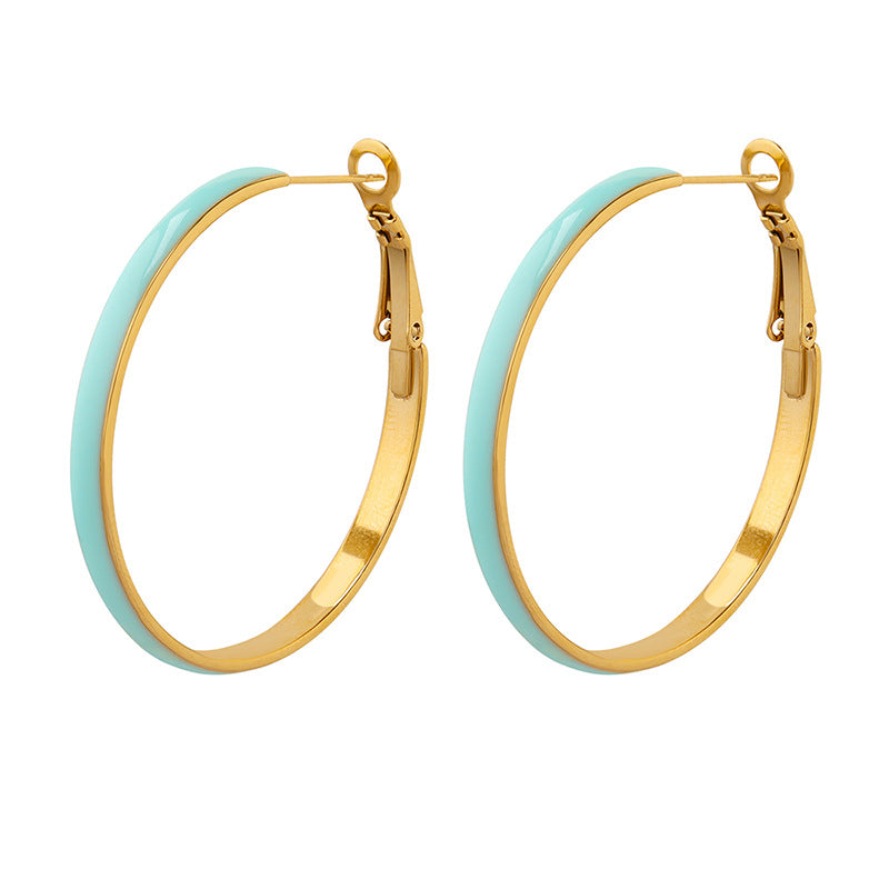 Trendy color oil drip enamel big elegant earrings hoops