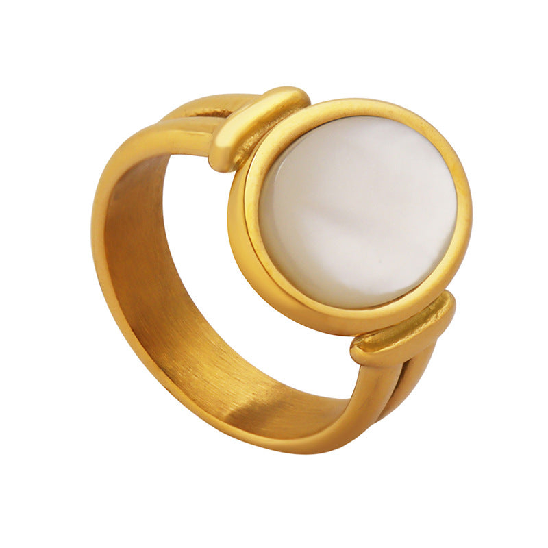 seashells charming ring plated with 18 real gold titanium steel