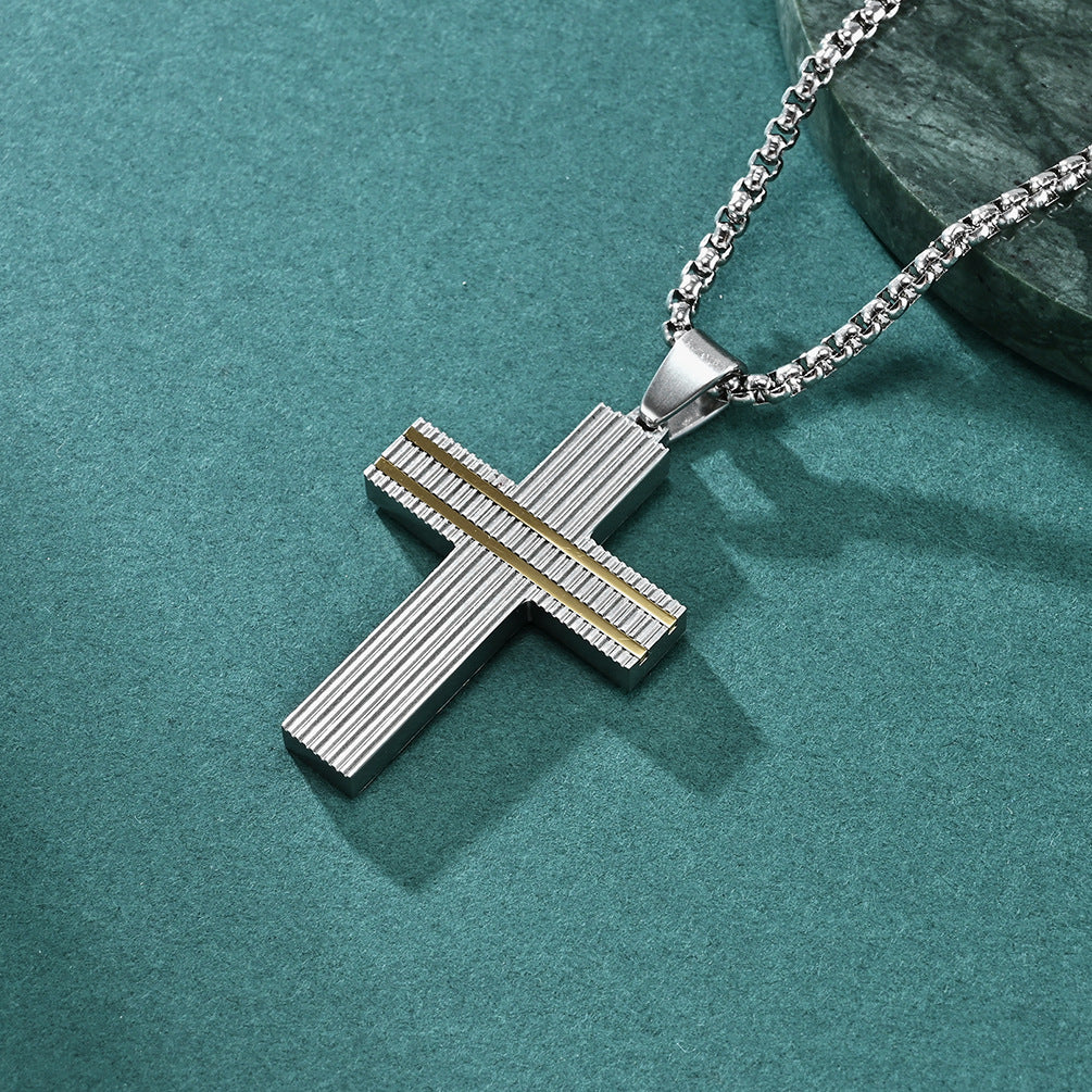 Creative New Double Color Cross Pendant Men's Hip Hop Cool Style Necklace Jewelry