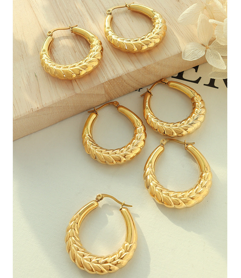 new U-shaped earrings hoops vintage 18K gold-plated stainless-steel earrings