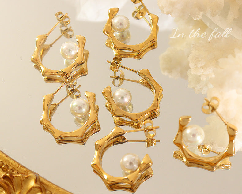 versatile earrings women's high-quality pearl gold-plated luxury earrings