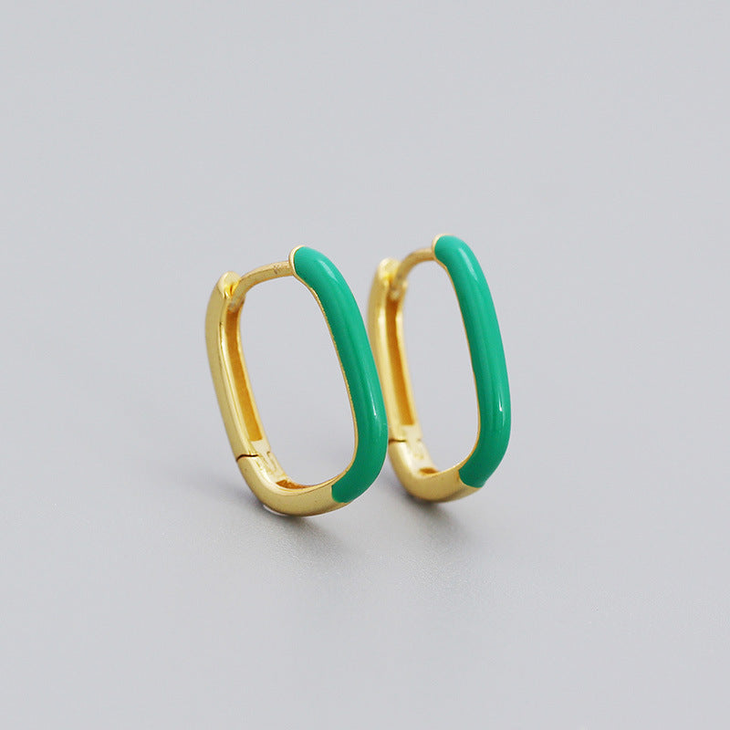 Enamel U-shaped hoops popular in Europe and America earrings women