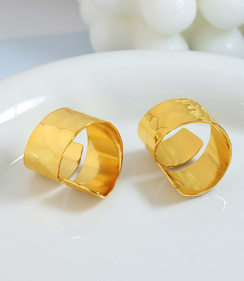 exaggerated female stainless-steel ring anti-faded gold color