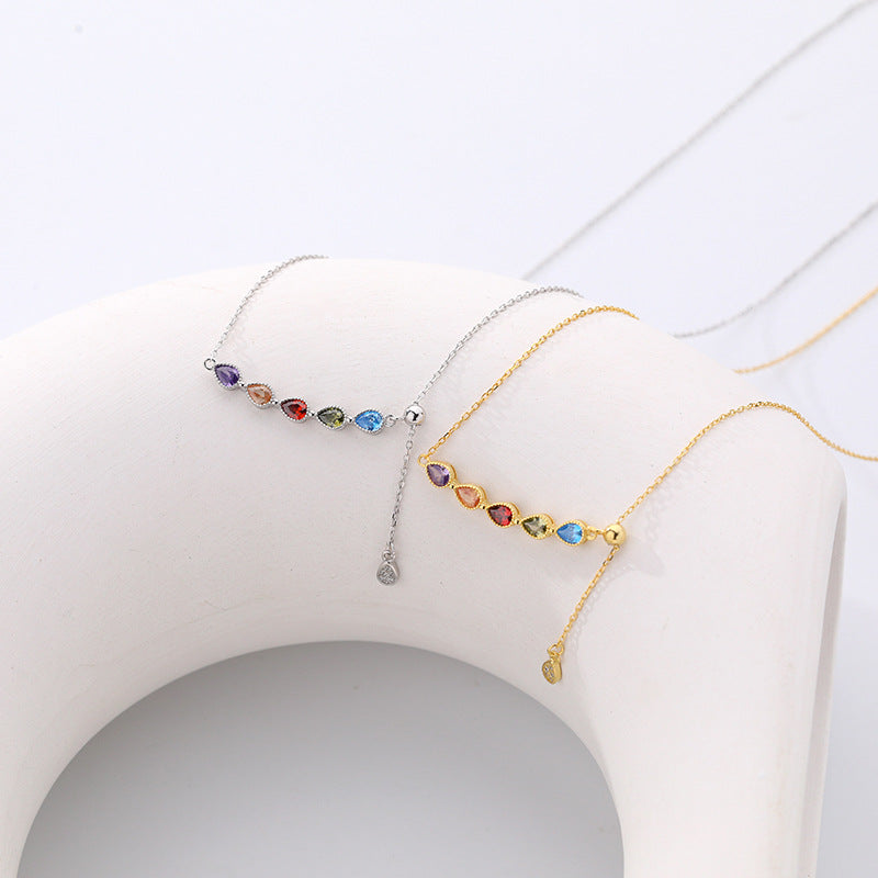 Rainbow zircon necklace female 925 sterling silver more wear ways