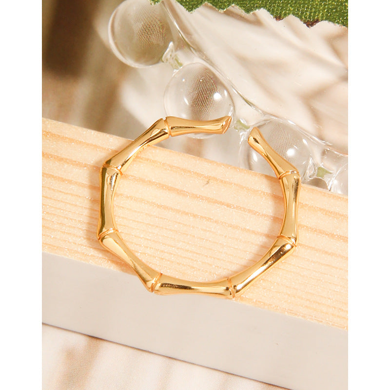 classic fashion bamboo knot S925 sterling silver female opening ring