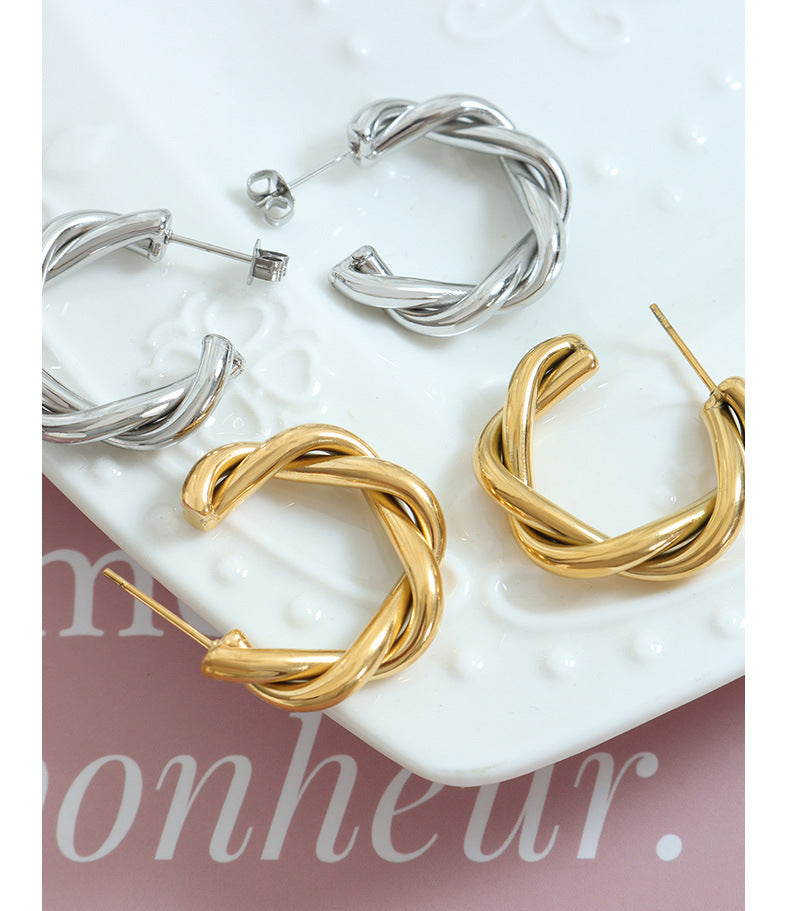 C-shaped earring hoops trend waterproof jewelry