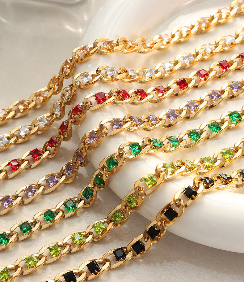 New Colorful Zirconia Bracelet Diamond necklace Exquisite Earrings Jewelry Set