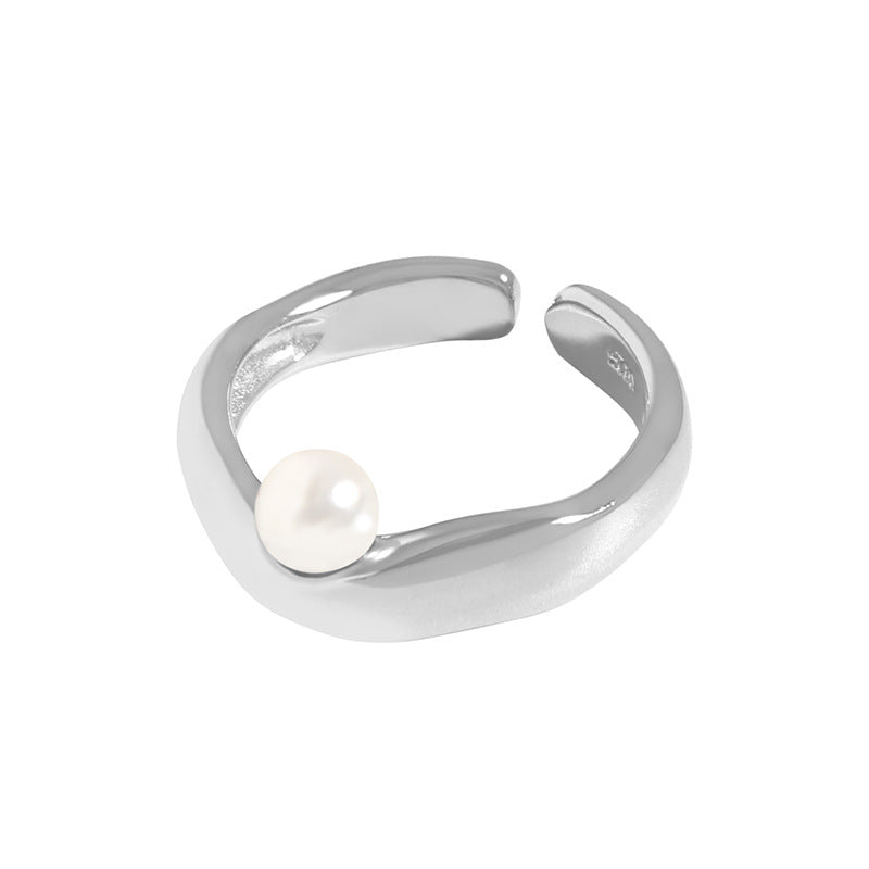 classic luxury arc pearl ring sterling silver S925 female fashion ring