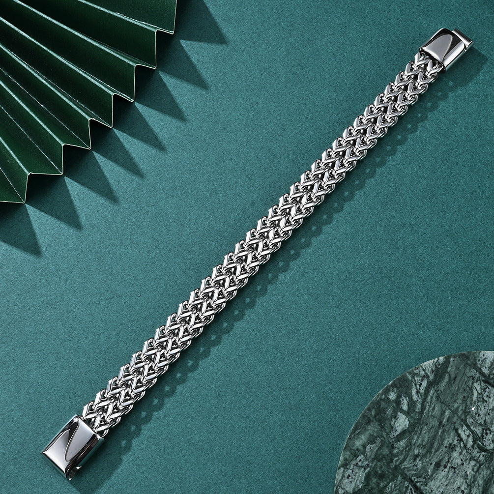 Trend Men's Titanium Steel Bracelet Jewelry Hip Hop Steel Bracelet Men's Simple Stainless Steel Jewelry