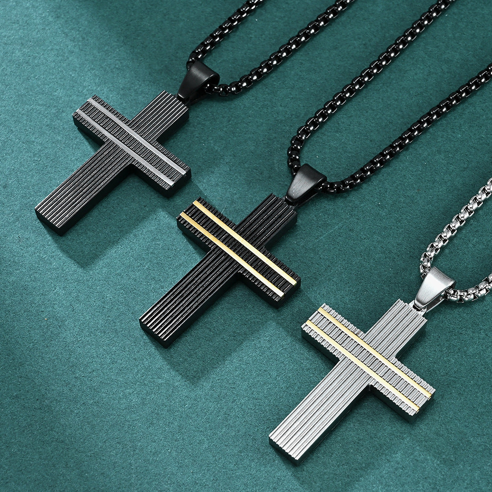 Creative New Double Color Cross Pendant Men's Hip Hop Cool Style Necklace Jewelry