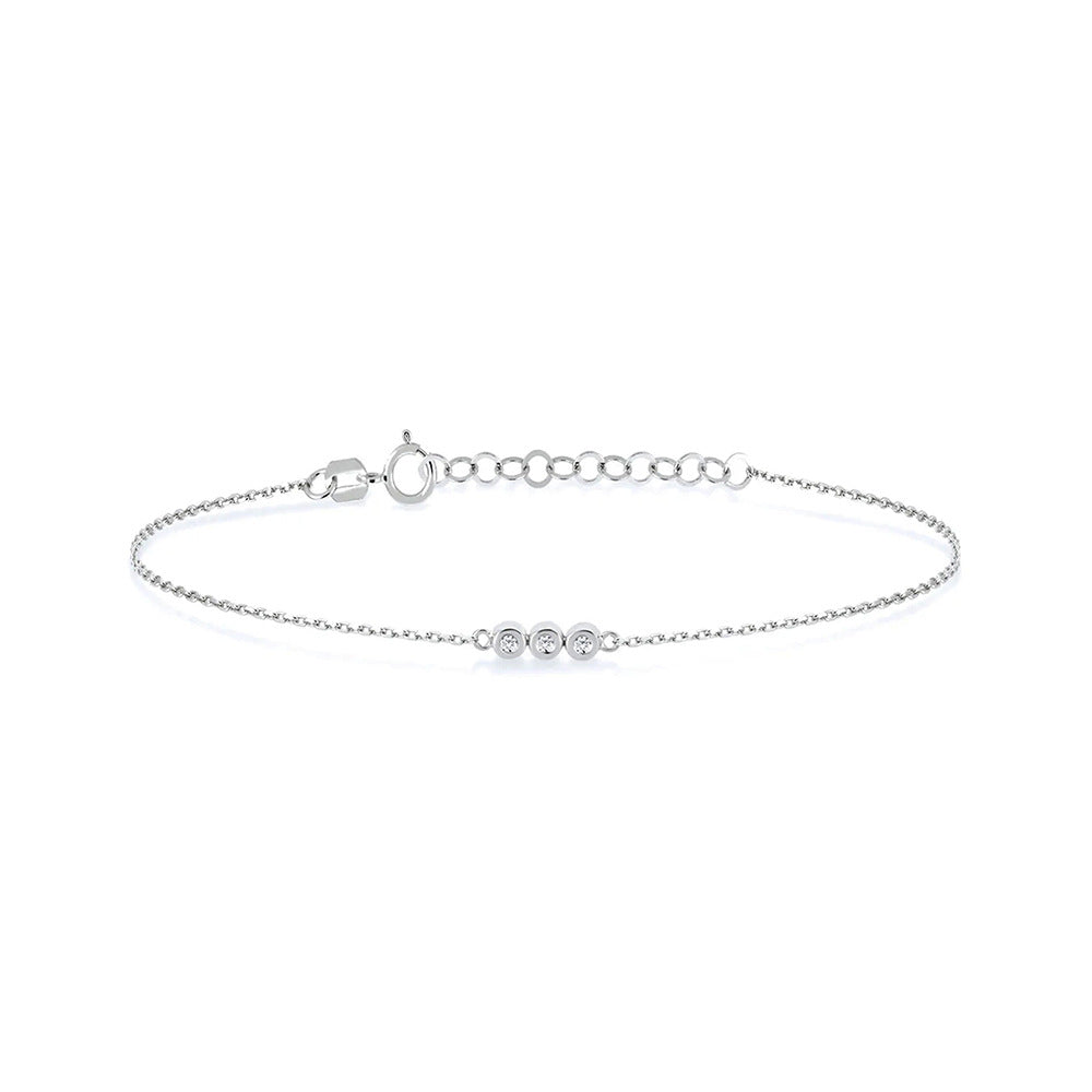 S925 sterling silver triple diamond inlaid bracelet jewelry luxury chain bracelet