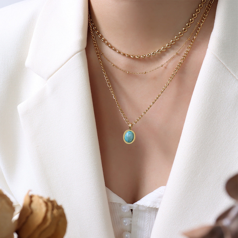 hot sale natural amazonite pendant necklace luxury handmade chocker chain pendant