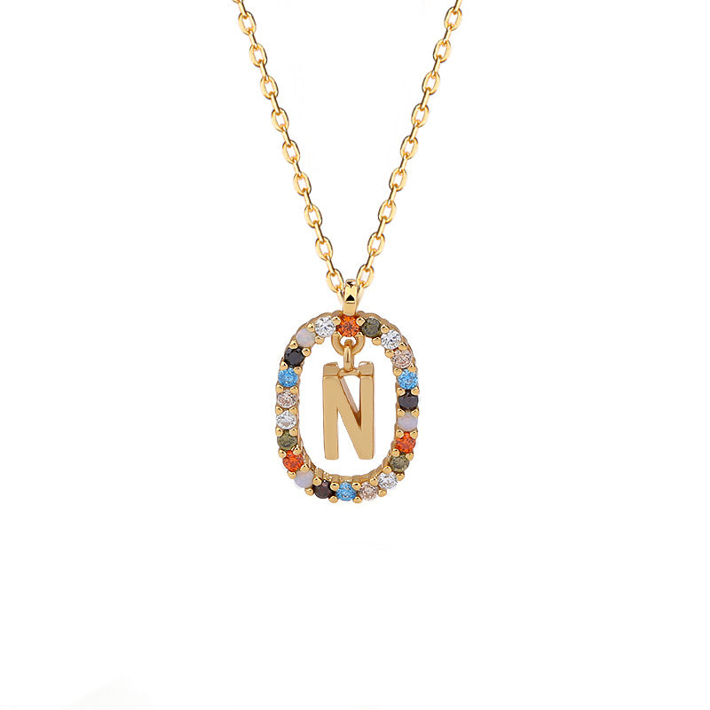 Initials Pendant Women's Light Luxury Color Zirconia Collar Chain