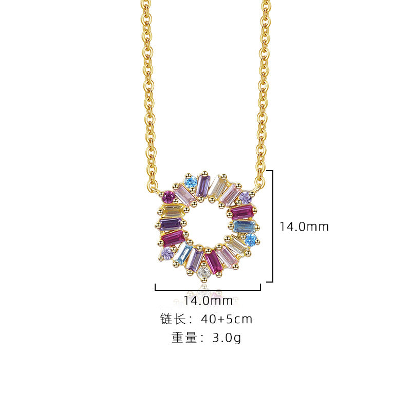 Colorful zircon necklace female cross pendant