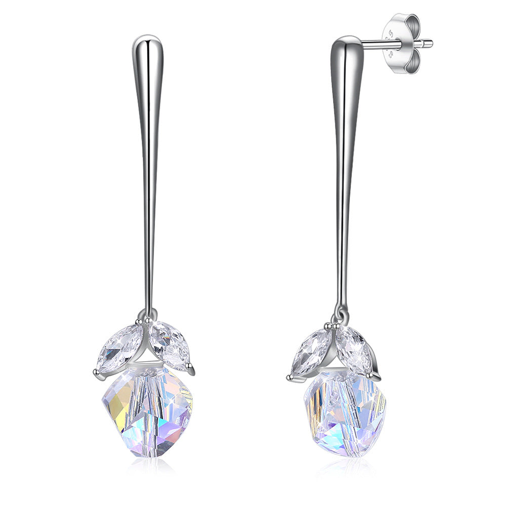 Austrian crystal simple earrings women's sterling silver 925 tassel earrings