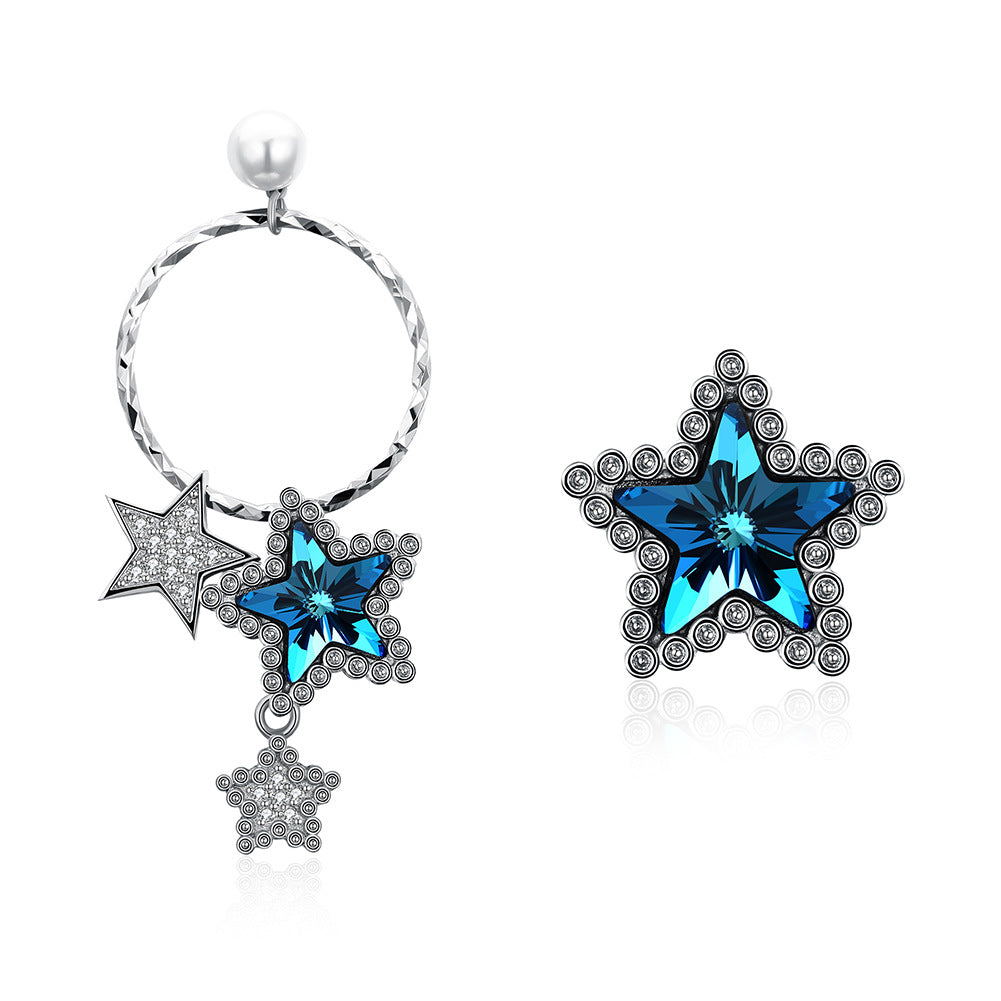 Austrian crystal sterling silver 925 earrings, female star design earrings