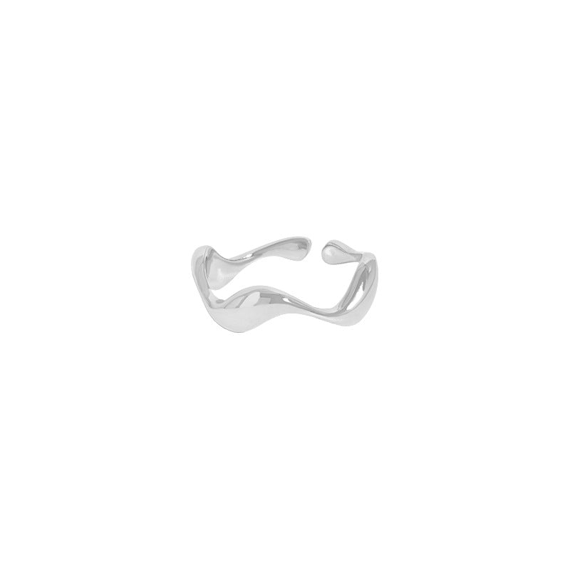 irregular flow ring sterling silver S925 women's ring