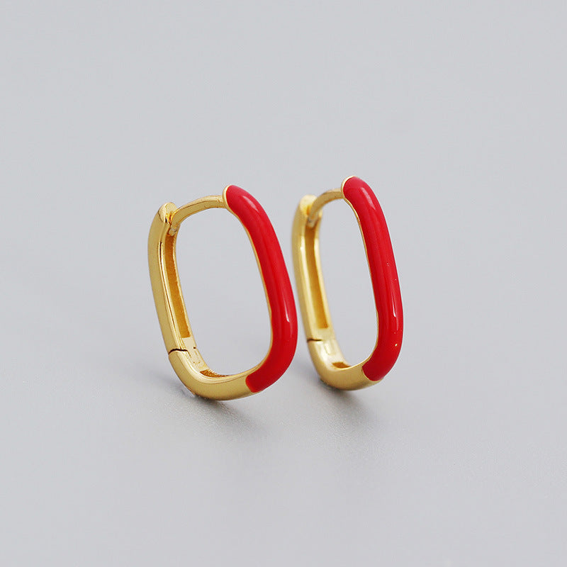 Enamel U-shaped hoops popular in Europe and America earrings women