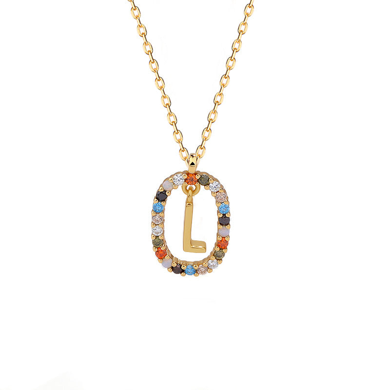 Initials Pendant Women's Light Luxury Color Zirconia Collar Chain