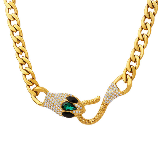 golden hot sales hip-hop high quality zirconia snake necklace accessories