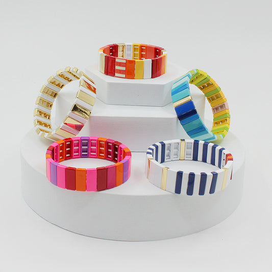 New Metal Enamel Lacquer Bracelet Geometry Summer Bracelet