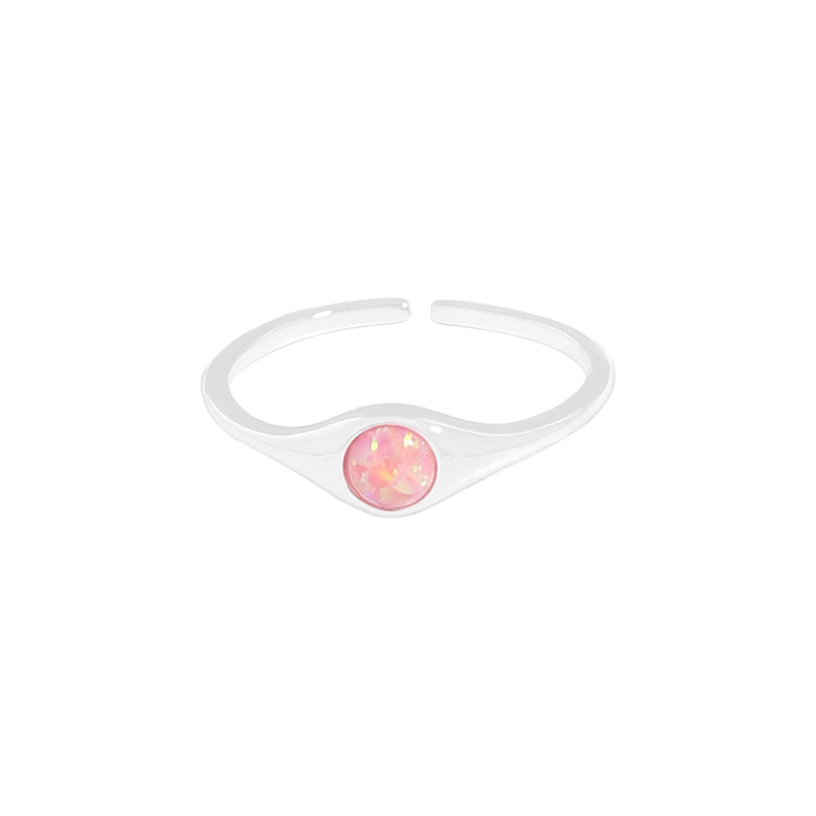 Simple opal opening sterling silver S925 female classic ring