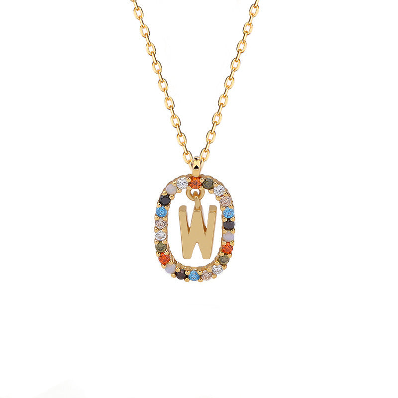 Initials Pendant Women's Light Luxury Color Zirconia Collar Chain