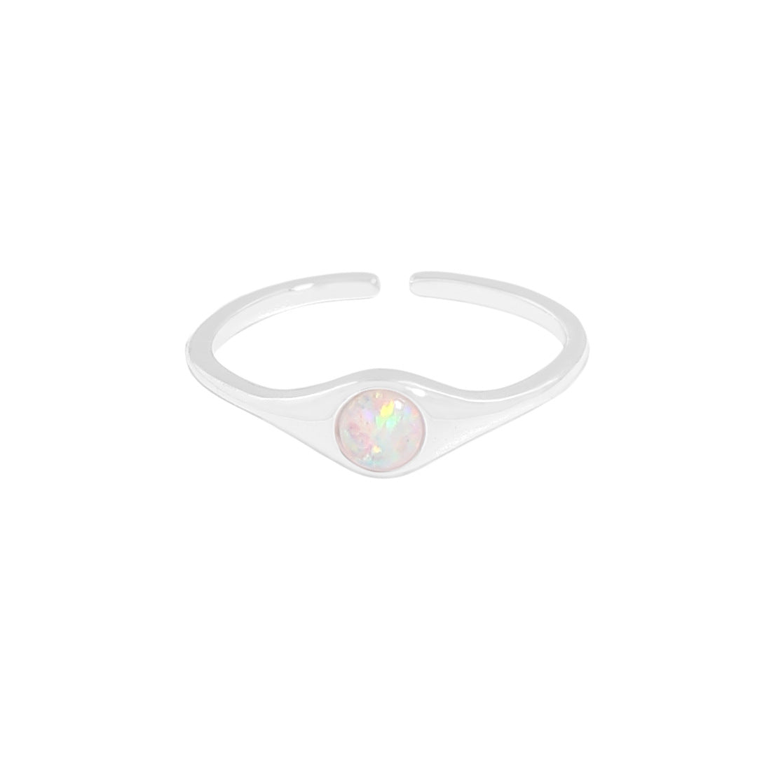 Simple opal opening sterling silver S925 female classic ring