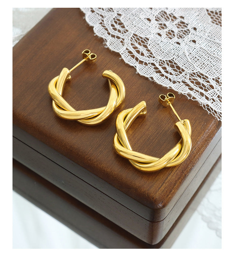 C-shaped earring hoops trend waterproof jewelry