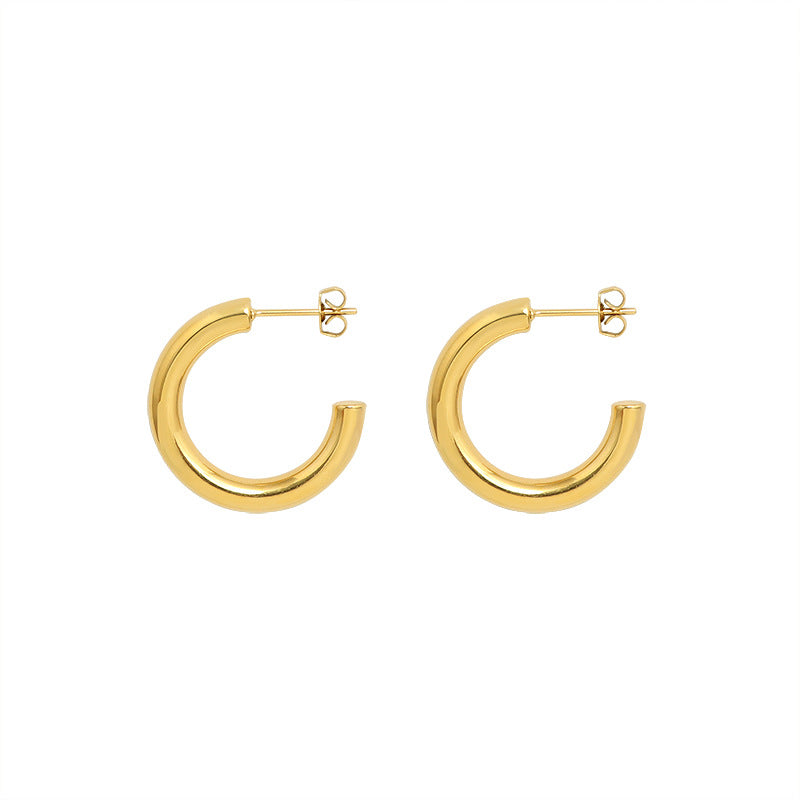 new fashion versatile high-quality C-shaped stainless steel earrings hoops