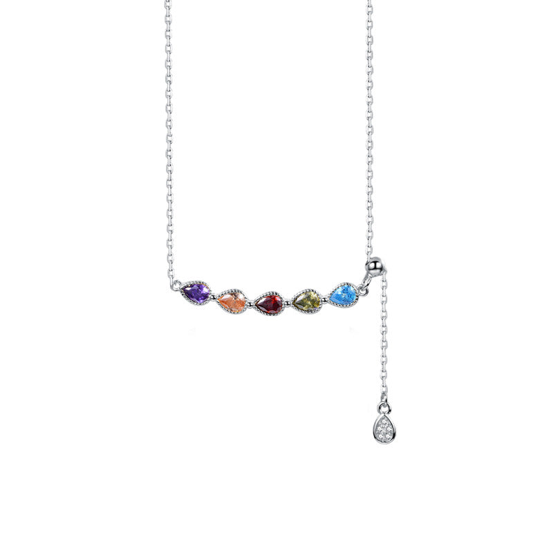 Rainbow zircon necklace female 925 sterling silver more wear ways