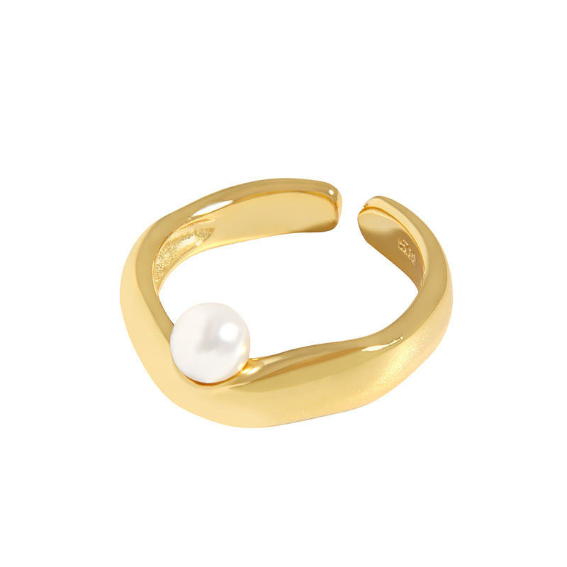 classic luxury arc pearl ring sterling silver S925 female fashion ring