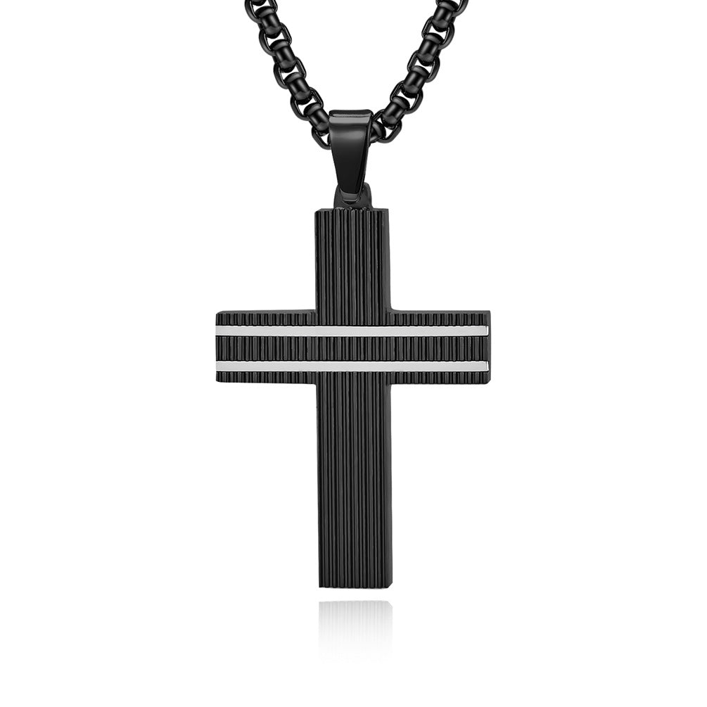 Creative New Double Color Cross Pendant Men's Hip Hop Cool Style Necklace Jewelry